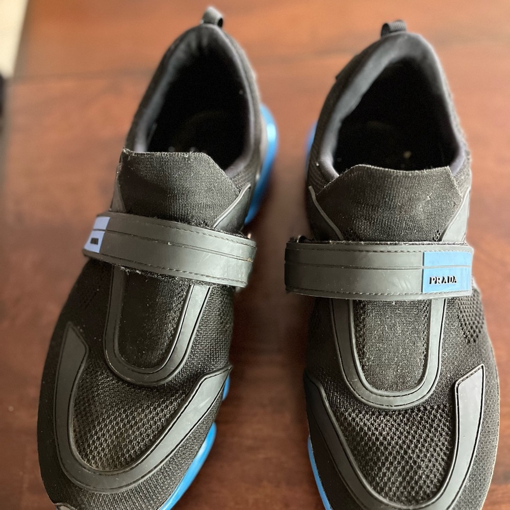 Prada Black Sneakers with Blue Highlights